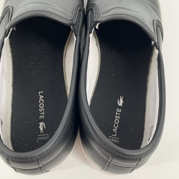 Lacoste Tatalya Leather Slip-On Loafers Size 11.5 Mens Black White Casual Flats - Picture 4 of 8